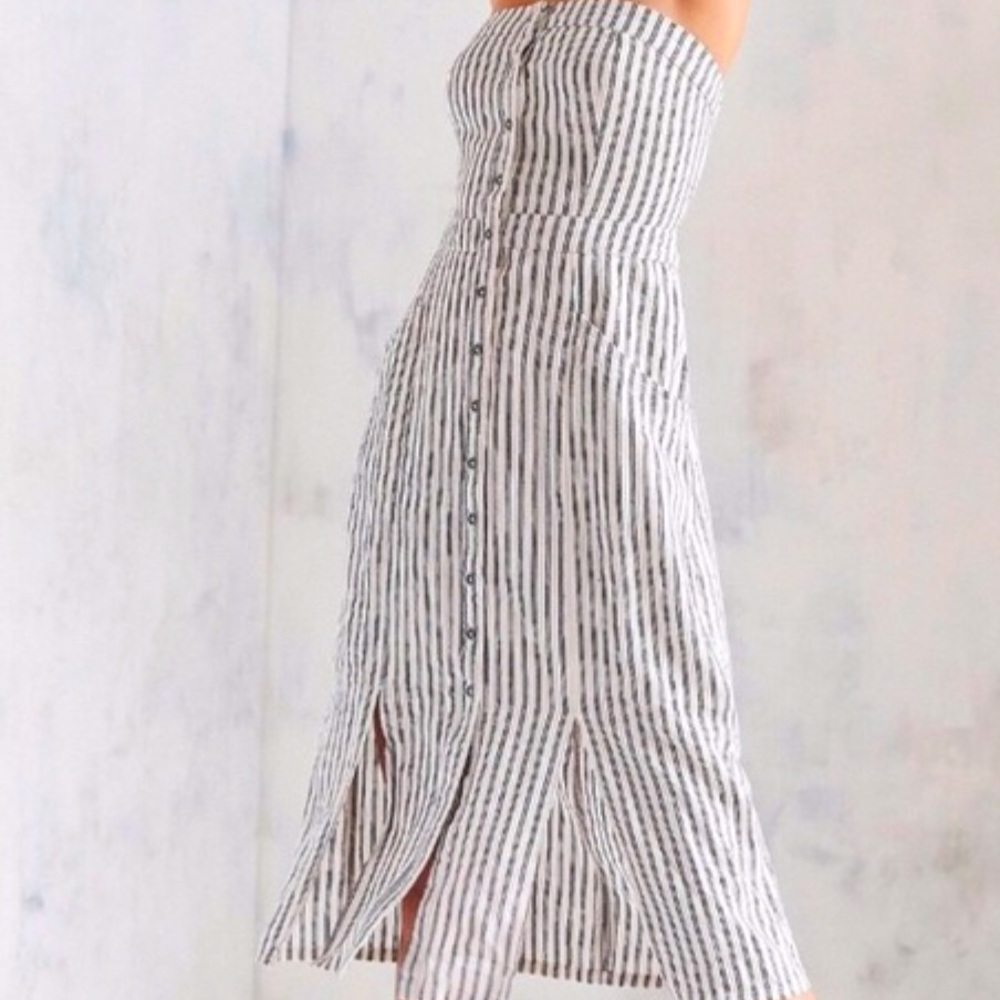 Saks Fifth strapless stripped button down dress